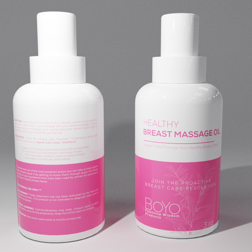 design a classy, bold healthy breast massage oil label Design by babibola