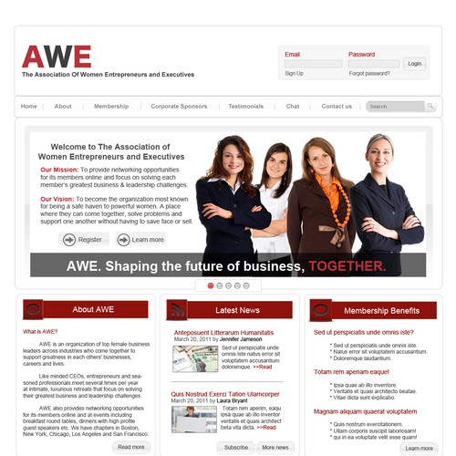 Create the next Web Page Design for AWE (The Association of Women Entrepreneurs & Executives) デザイン by kb24
