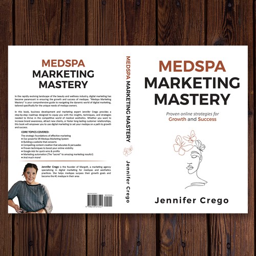 Design a stylish book cover that compels medical spa owners to want to read the book. Design by M E D I A 2