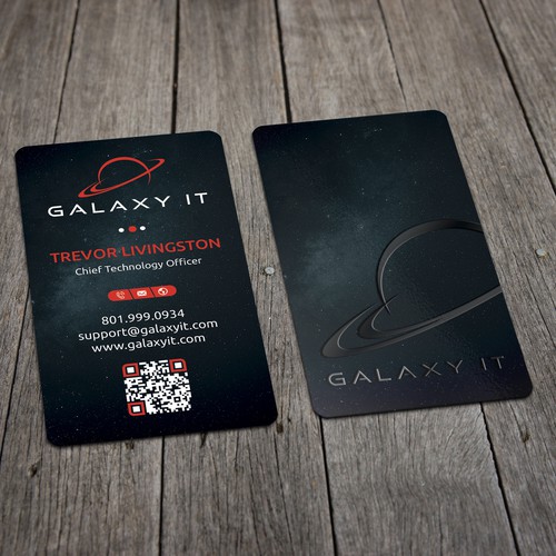 Create a Stellar Space-Themed Business Card for Galaxy IT Design by Zayden