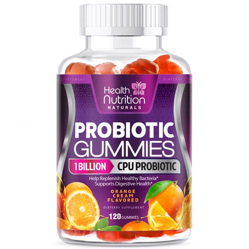Healthy Probiotic Gummies Label needed for Health Nutrition Design by agooshe