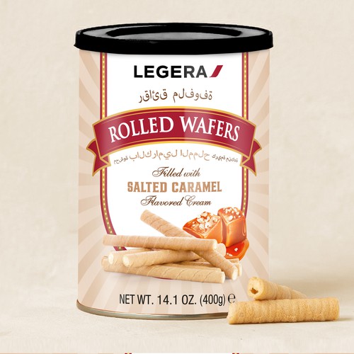 LEGERA Wafer Rolls Pack 125 gm - Salted Caramel Design by Davi Giolo ★