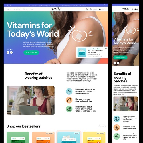 Redesign for patchaid.com - a simplistic, streamlined, and products-first  concept, Web page design contest