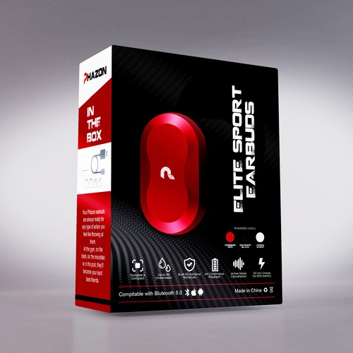 Wireless earbuds packaging box sleeve design Design by RockPort ★ ★ ★ ★ ★