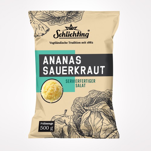 Diseño de Stayin alife - Refresh an old fashion package for Salad with Sauerkraut, Pineapple and Apple de Jena-288