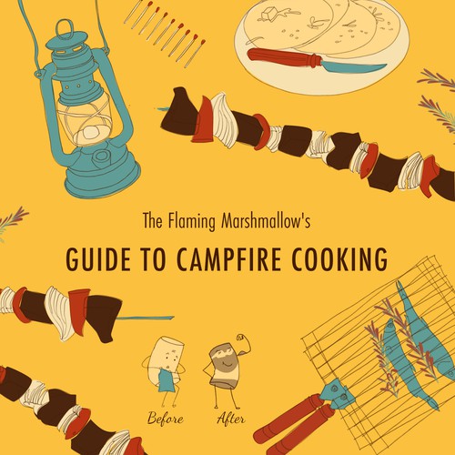 Create a cover design for a cookbook for camping. Design by Olef