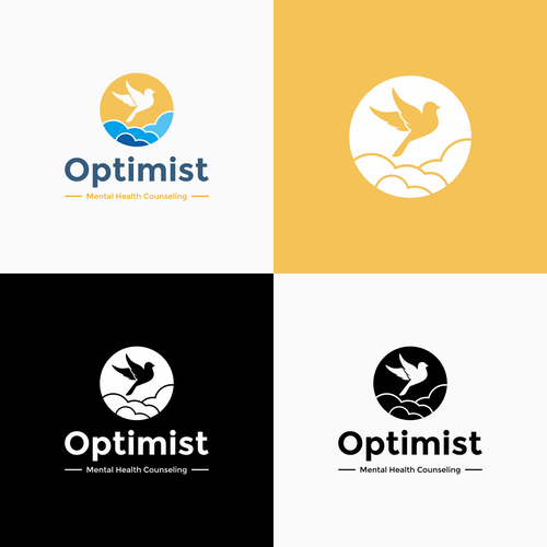 "Design a mental health counseling logo incorporating a bird flying past clouds toward the sun" winning Logo & hosted website