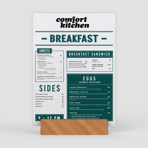 Designs Design a cool new menu for a breakfast & lunch spot in