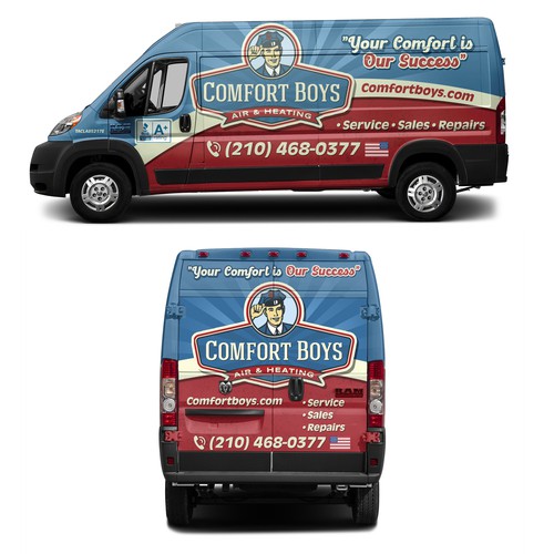 Comfort Boys Service Company New Retro Van Wrap Design Design by Nadun Prabodana