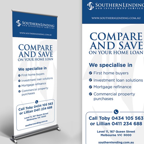 Pull up banner for successful, high performing mortgage business. Design by FuturisticBug