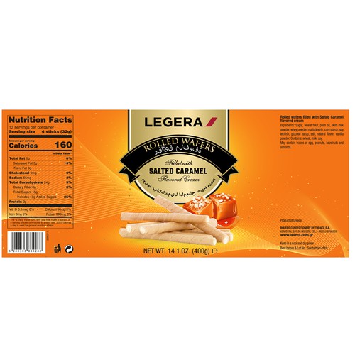 LEGERA Wafer Rolls Pack 125 gm - Salted Caramel Design by Davi Giolo ★