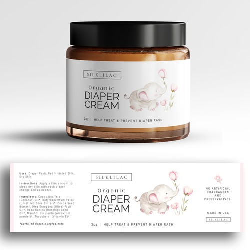 Organic Baby Diaper Cream Label Design por intanamir