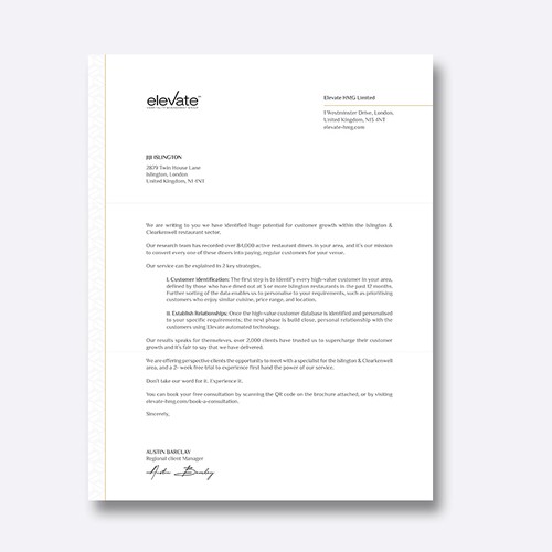 Letter design, clear instructions. Luxury/Professional. Design by AVII.