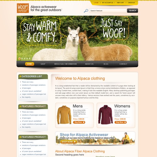 Website Design for Ecommerce Business - Alpaca based clothing company. Design von avijitdutta