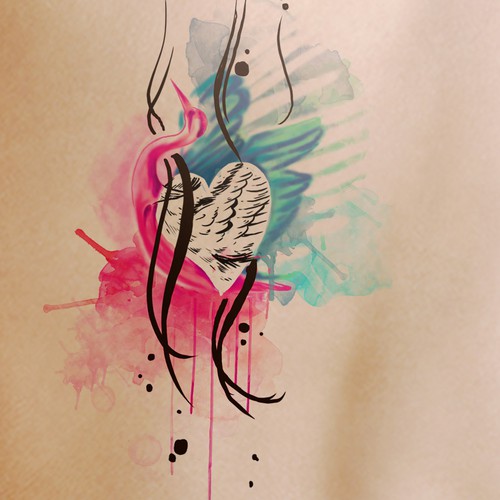 Husband + wife crane tattoo design Design por Klasikohero