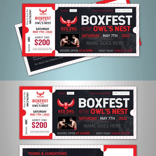 Live Boxing Event Ticket Design Design by 123Graphics