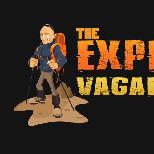 Fun adventure travel caricature & logo for the Expert Vagabond Réalisé par Dzynz