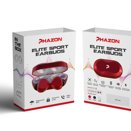 Wireless earbuds packaging box sleeve design Design by Shreya007⭐