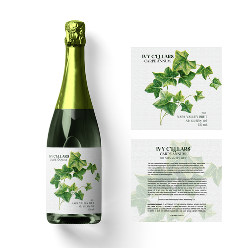 Ivy Cellars sparkling wine label Design by halesen