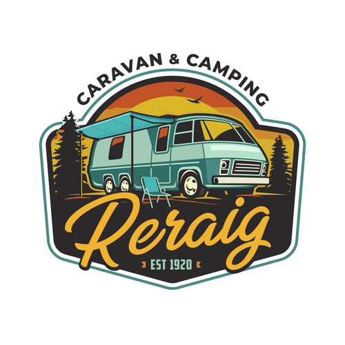 Retro RV camp logo for our new cool campsite! Design by D!