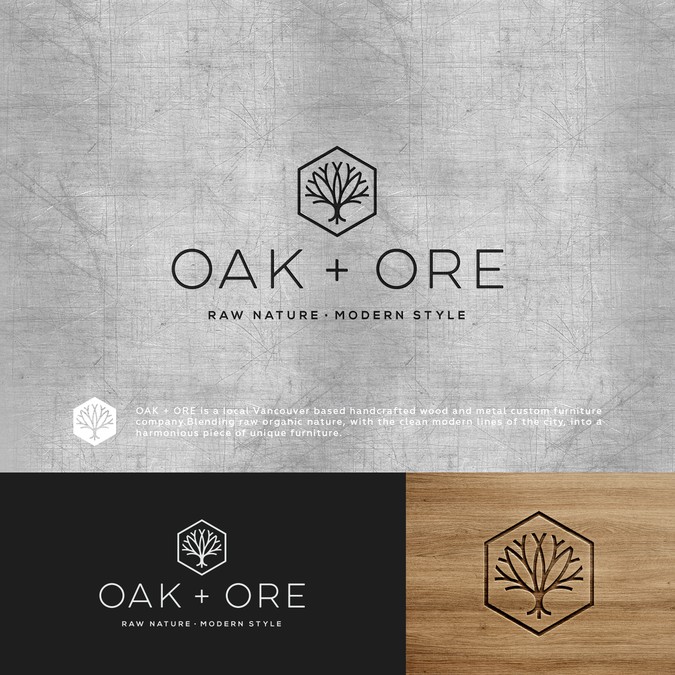 Design a modern logo for hand crafted wood and metal 