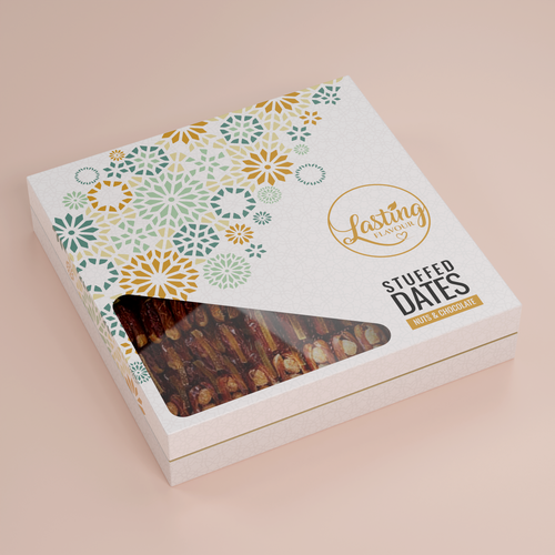 We need a powerful package design for our new assorted stuffed dates product Design by Moluccas.Project