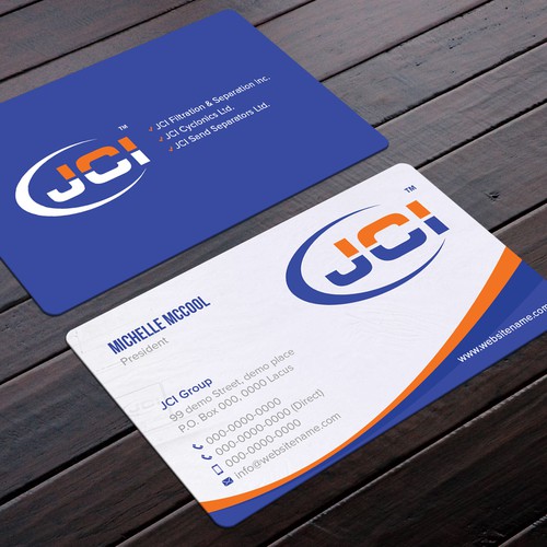Business card design for company with multiple divisions. Business