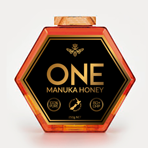 Design a minimalist upmarket Honey Jar Label for this Glass bottle Design by PHish