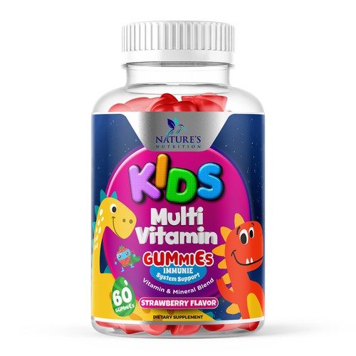 Tasty Kids Multivitamin Gummies Product Label for Nature's Nutrition Design by Designer_John