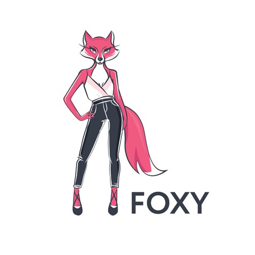 Create a fun, sexy, female, humanoid-fox character/icon for Foxy Design by aSveta