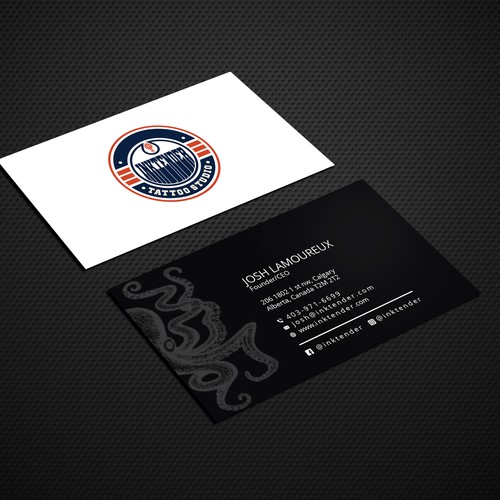 Diseño de I need a strong business card design for my custom tattoo studio Inktender de VIVID_Design.