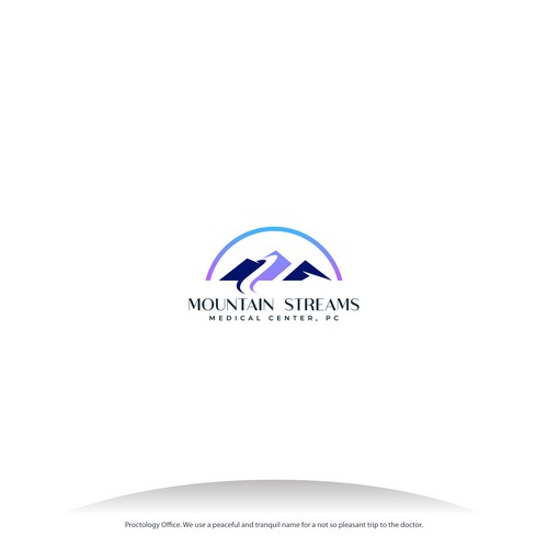 Rocky Mountain medical clinic logo:  Bring the awe of the Rockies & a Mountain Stream to life! Design by RestuSetya