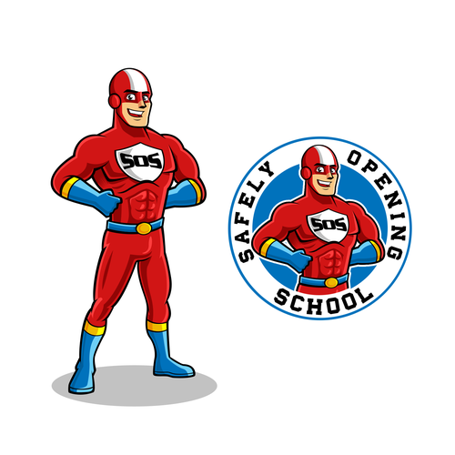 Logo for a group of Super Hero's working to get Kids back to school Design by Mouser®