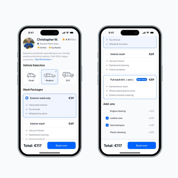 Home Car Wash Mobile App