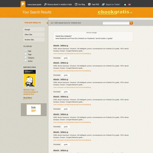New design with improved usability for EbookGratis.It Design por Huntresss