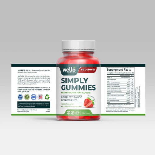 Multi vitamin gummies label design Design by Dzhafir