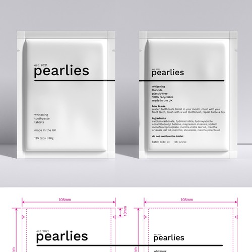 Design an attractive refill pack for a trendy new toothpaste tablet brand Design by nicolesaulsdesigns