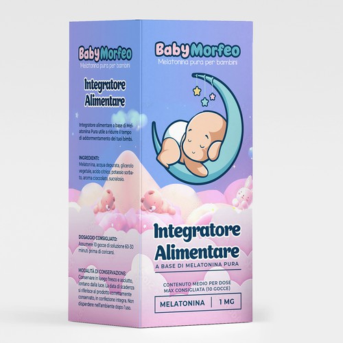 Baby Morfeo -Melatonina per Bambini -  Melatonin Supplement for kids Box and label design Design by Zemunchica ♣♣♣♣♣