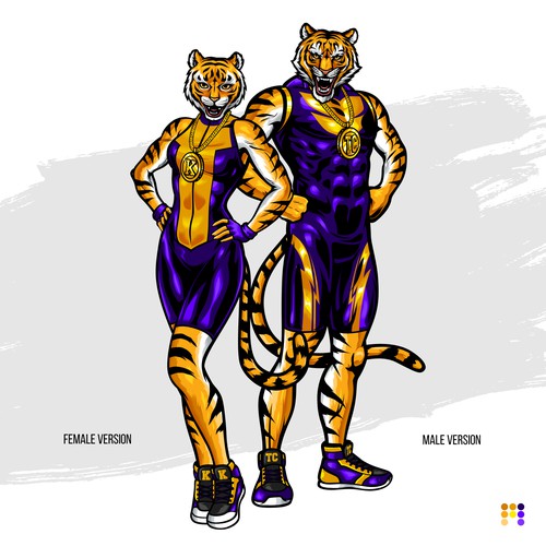 I need a Marvel comics style superhero tiger mascot. デザイン by Trafalgar Law