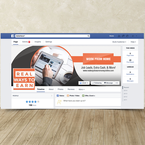 Create a Facebook Cover For a Work From Home site Facebook cover
