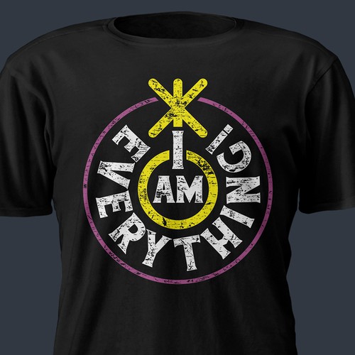 Design a t-shirt graphic around the phrase "I am everything." Design by killer_meowmeow