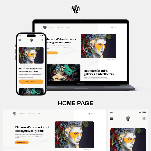 Homepage and a single Page Design for Always Art an art related startup company. Design by DESIGNATHON