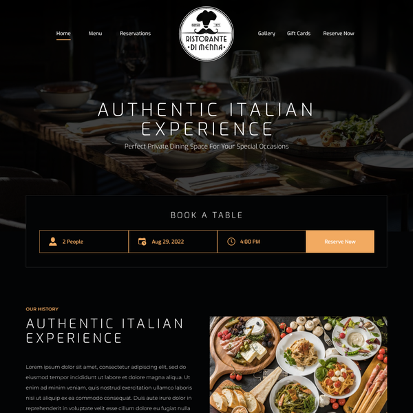 Website For A Luxury Restaurant