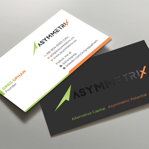 Design a cool, edgey but sophisticated business card for an alternative investment firm. Design von prosenjit_P