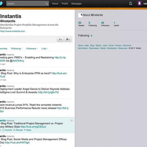 Corporate Twitter Home Page Design for INSTANTIS Design por oneluv