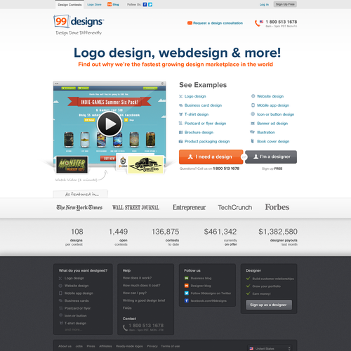 99designs Homepage Redesign Contest Ontwerp door chuknorris