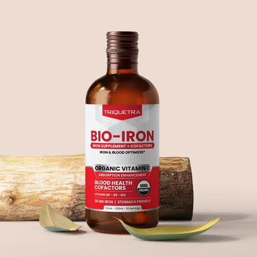 BioIron - Liquid Iron Supplement Front of Label Design Design by Bee Man