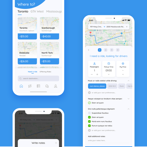 4 screen redesign for an Uber-for-X platform app Design by EYB