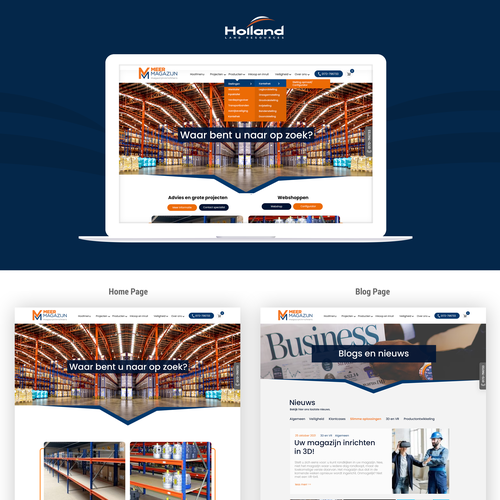 Creative website templates for a leading pallet racks company_ Meermagazijn Design by Technology Wisdom