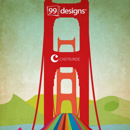 Design a retro "tour" poster for a special event at 99designs! Design by Noorsa